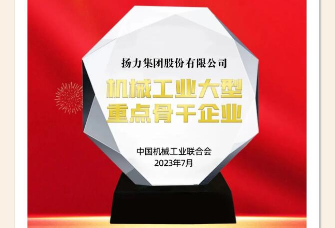 喜報(bào)丨揚(yáng)力集團(tuán)榮獲“機(jī)械工業(yè)大型重點(diǎn)骨干企業(yè)”！